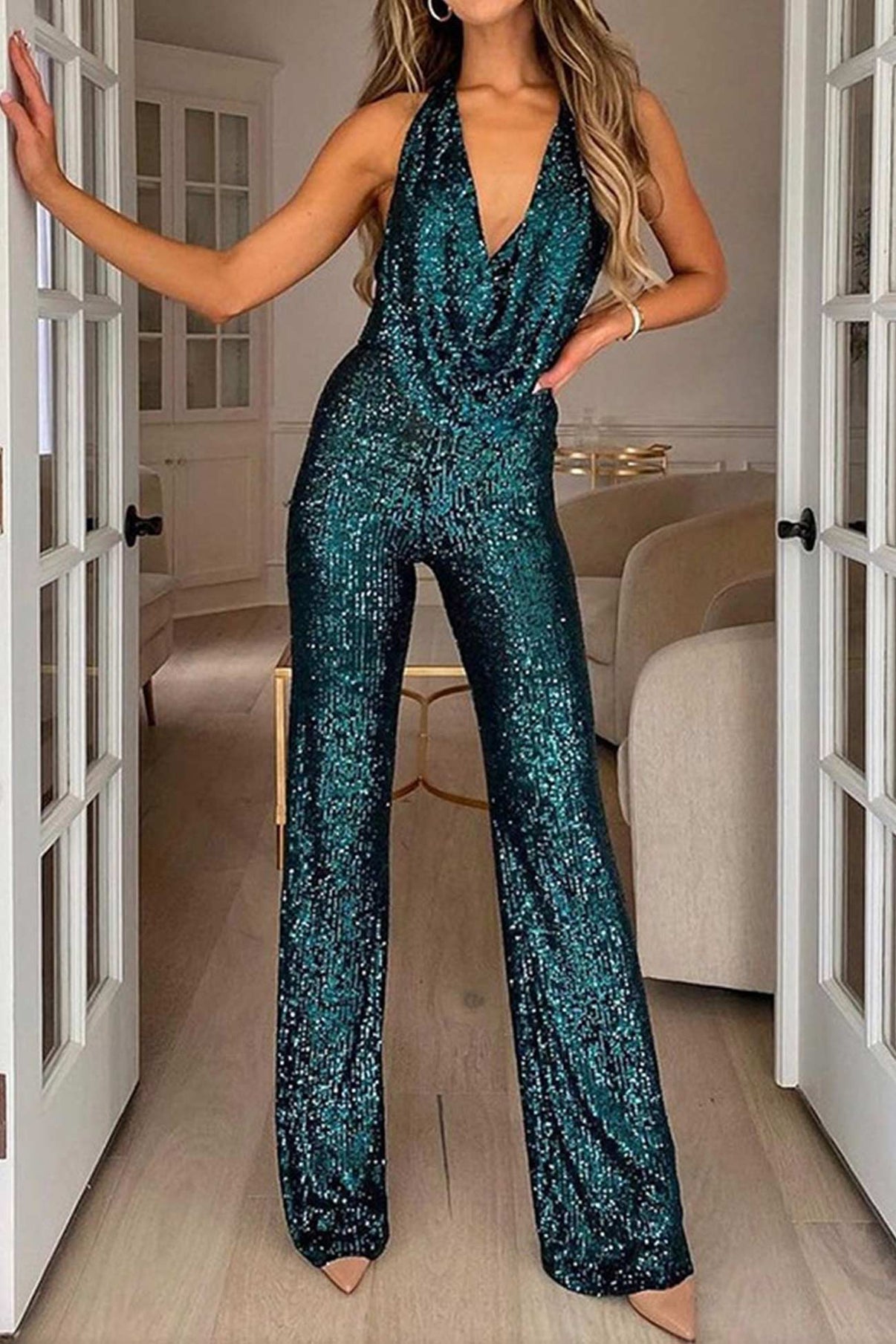Beatrijs | Glitter Halter Jumpsuit - Fashion Lab