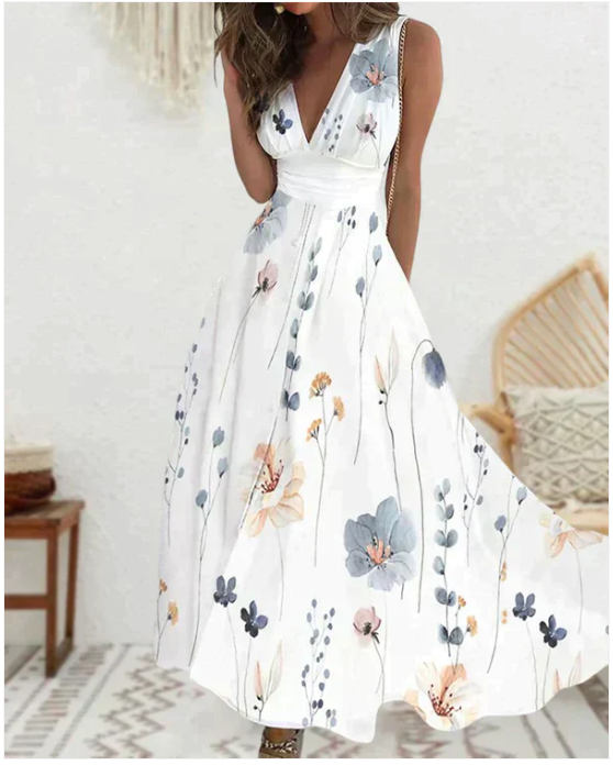 jurk voor dames – Hattie | Stijlvolle Witte Bloemenjurk