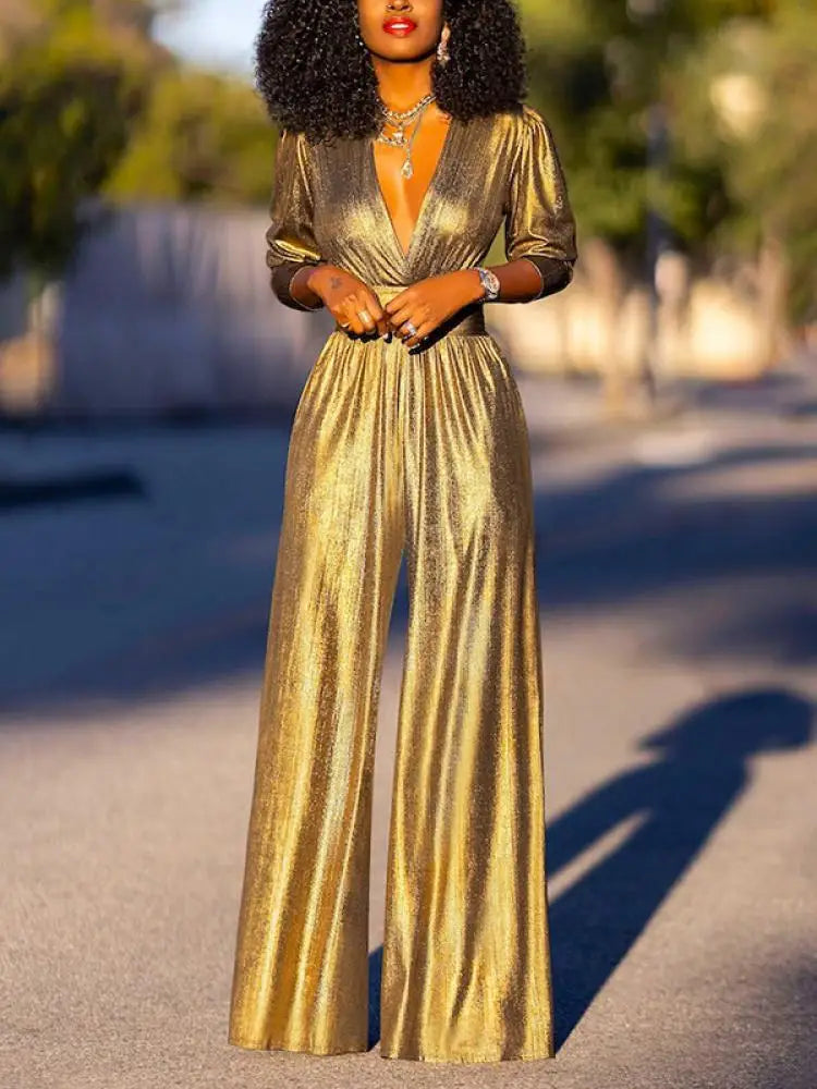 Helena | Glanzende Jumpsuit - Fashion Lab