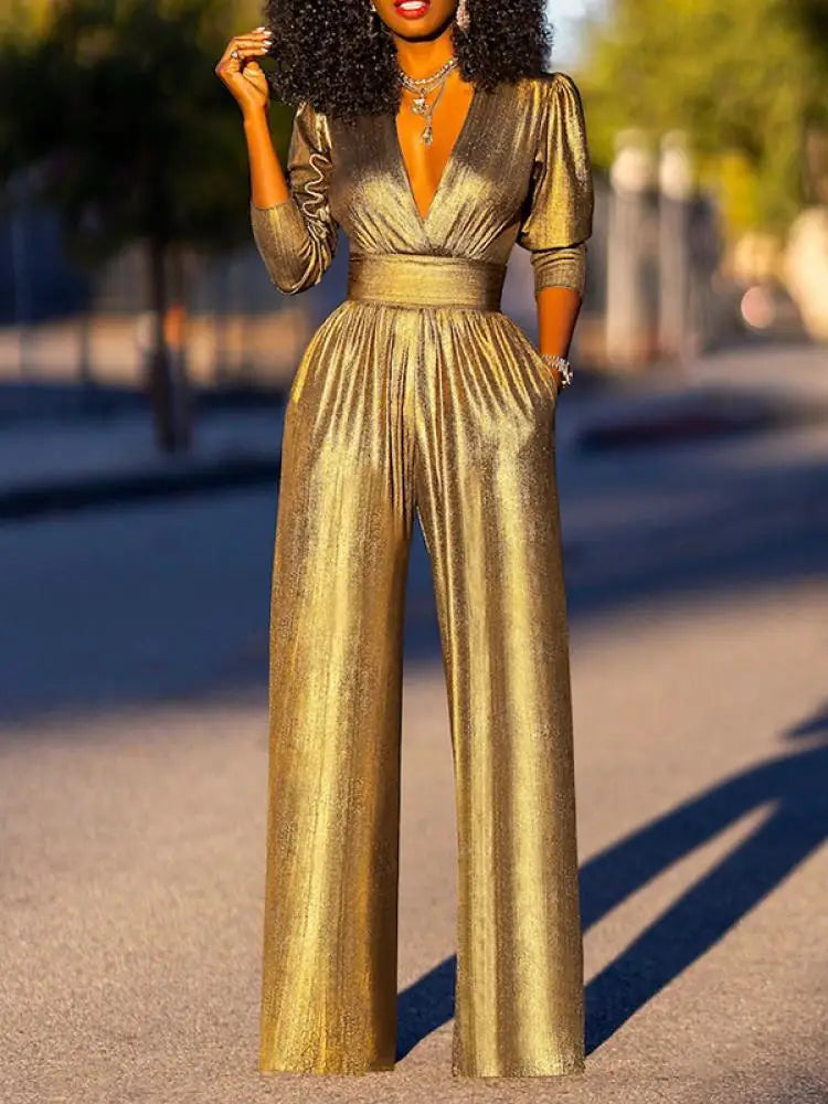 Helena | Glanzende Jumpsuit - Fashion Lab