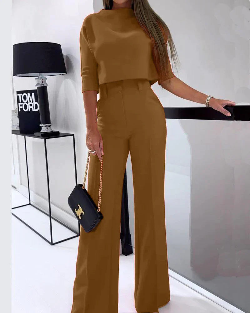 Set voor dames – Hilda | Eenvoudige Effen Tweedelige Set met Stijl