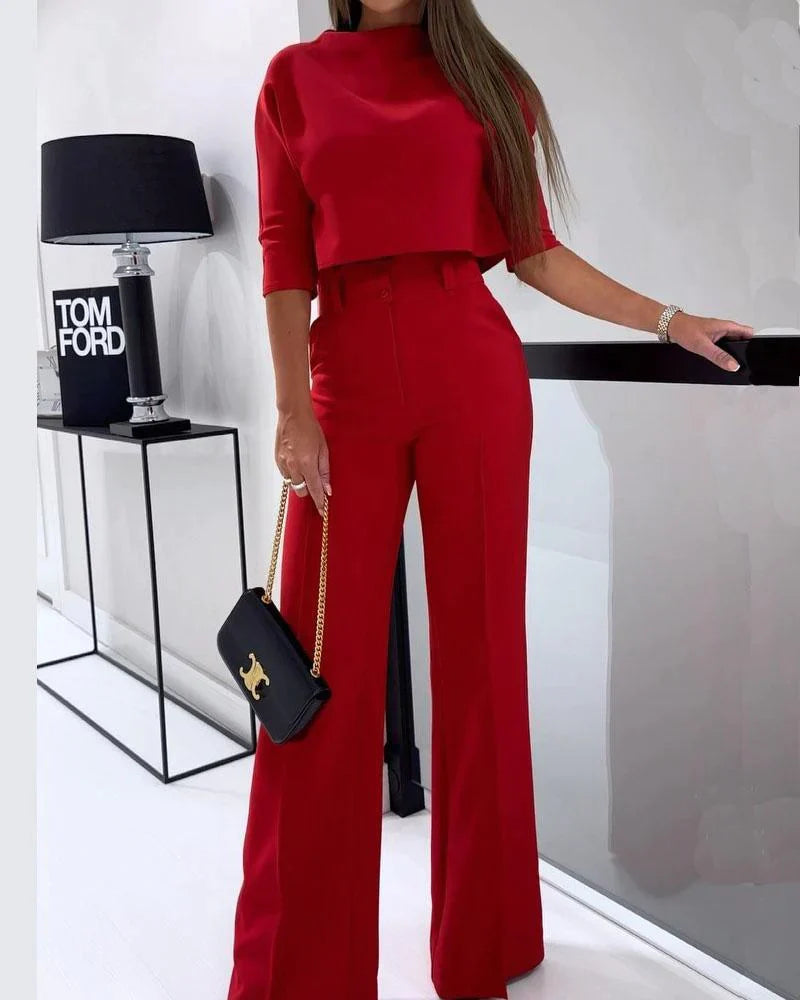 Set voor dames – Hilda | Eenvoudige Effen Tweedelige Set met Stijl