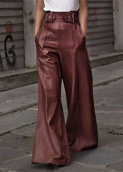 Broek voor dames – Holly | Elegante Leren broek met hoge taille