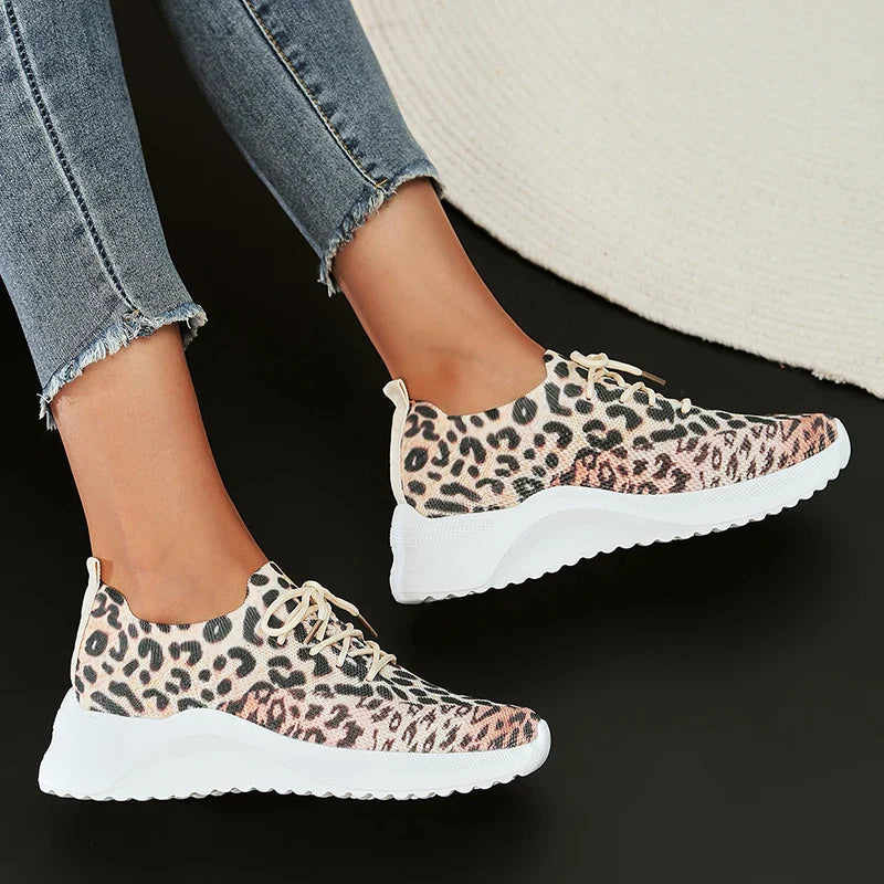 schoenen voor dames – Idony | Luipaard Print Ademende Trainers