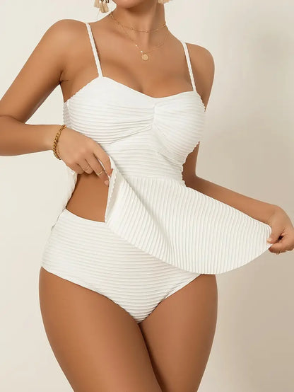 Alianna | Elegante Witte Ribbed Bikini Set - Fashion Lab