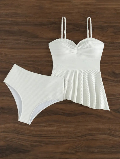 Alianna | Elegante Witte Ribbed Bikini Set - Fashion Lab
