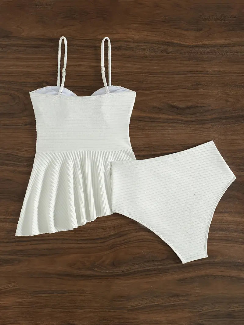 Alianna | Elegante Witte Ribbed Bikini Set - Fashion Lab