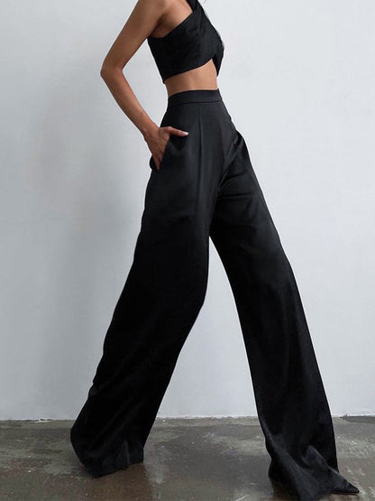 broek voor dames – Jorielle | Oversized Satijnen Wijde Broek