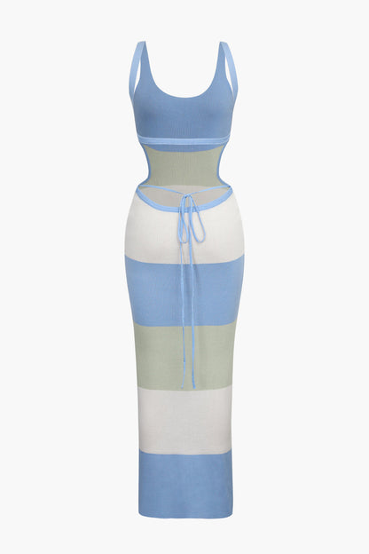 dress voor dames – Jovia | Multikleurige Gestreepte Maxidress Met Open Rug