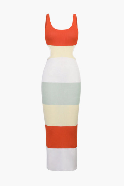 dress voor dames – Jovia | Multikleurige Gestreepte Maxidress Met Open Rug