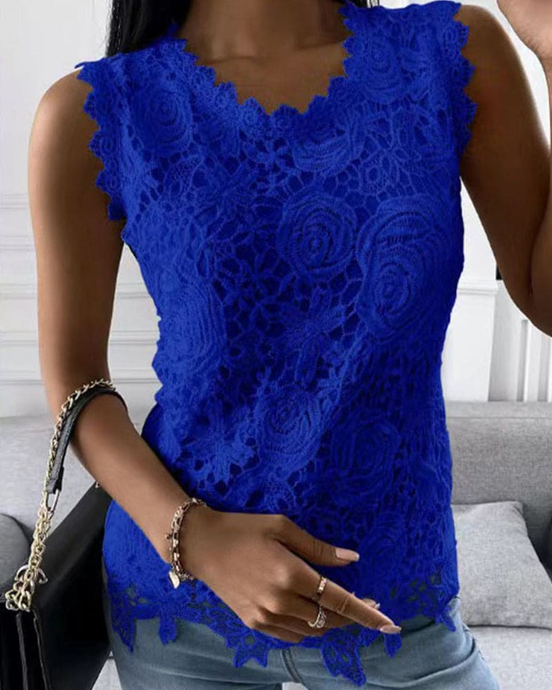 Julie | Kanten Mouwloze Blouse - Fashion Lab