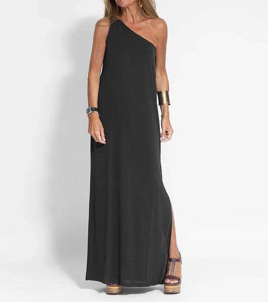 Klaris | Chique Maxi Jurk Met Één Schouder - Fashion Lab