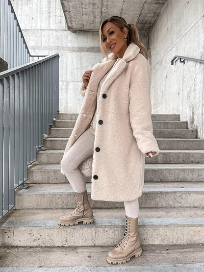 Vivian | Lange teddy jas voor dames - Fashion Lab