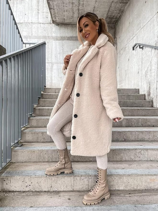Vivian | Lange teddy jas voor dames - Fashion Lab