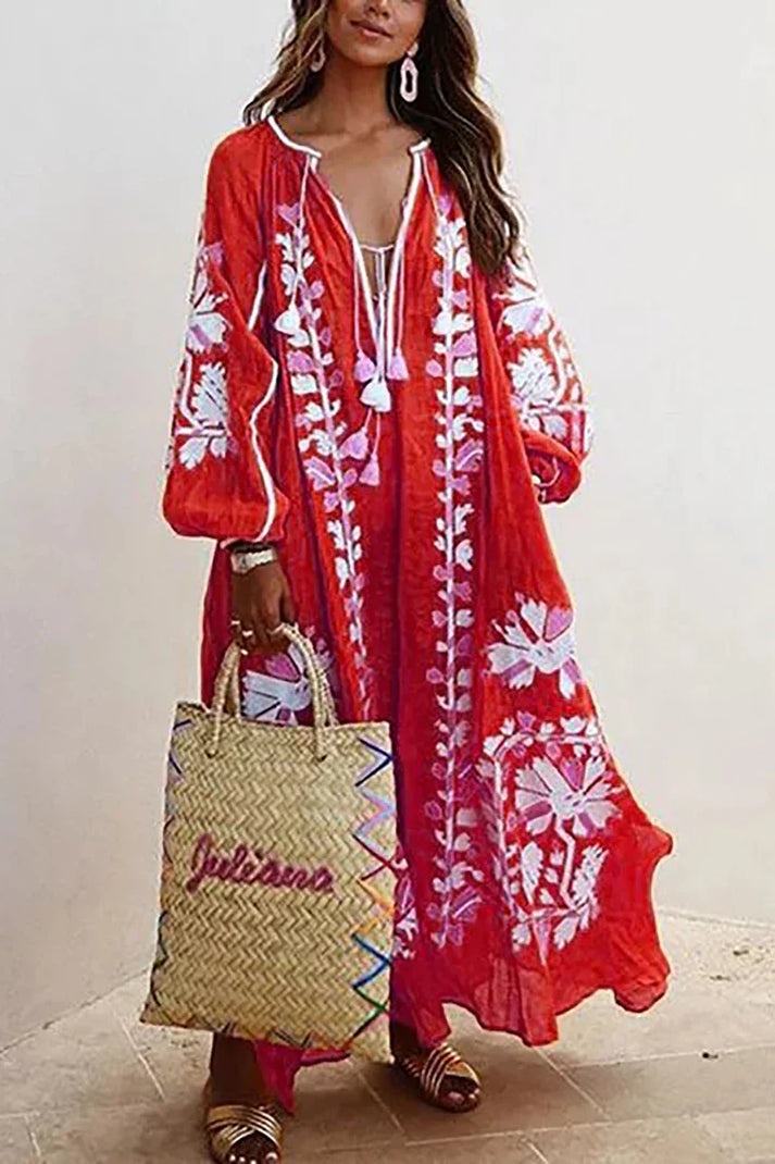 jurk voor dames – Lathea | Boheemse Lange Bloemenjurk