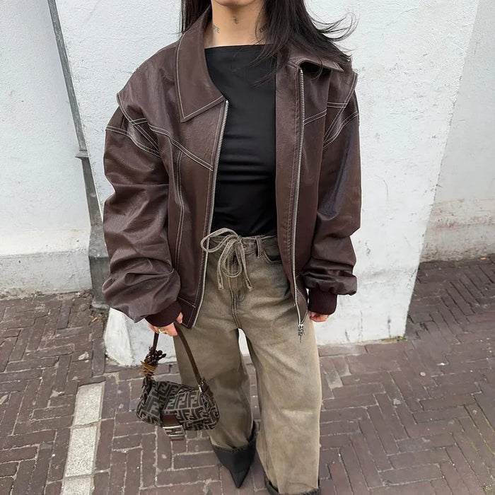 VIVIEN | Oversized leren jas - Fashion Lab