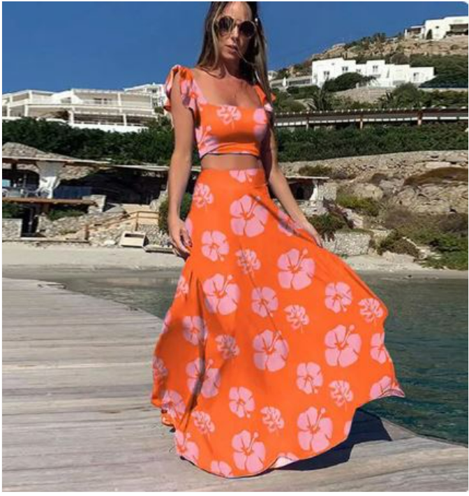 set voor dames – Melis | Elegante Tweedelige Zomerset Met Boho Print