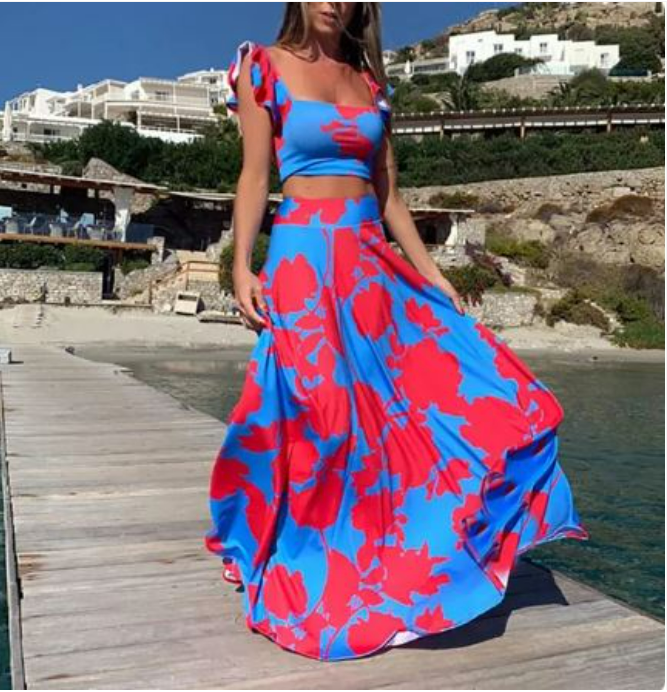set voor dames – Melis | Elegante Tweedelige Zomerset Met Boho Print