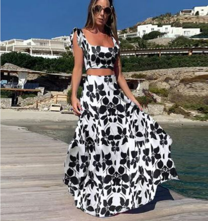 set voor dames – Melis | Elegante Tweedelige Zomerset Met Boho Print