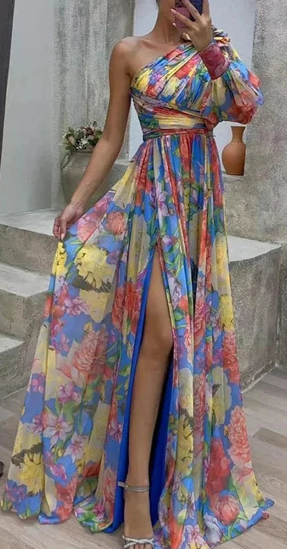 Naomi | Stijlvolle Bedrukte Jurk Met Lange Mouw - Fashion Lab