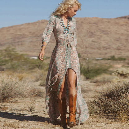 Naphisa | Bohemian Maxi Jurk Met Split - Fashion Lab