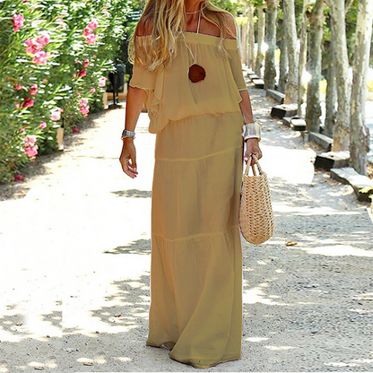 Natalia | Stijlvolle Zomerjurk Met Blote Schouders - Fashion Lab