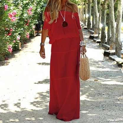 Natalia | Stijlvolle Zomerjurk Met Blote Schouders - Fashion Lab