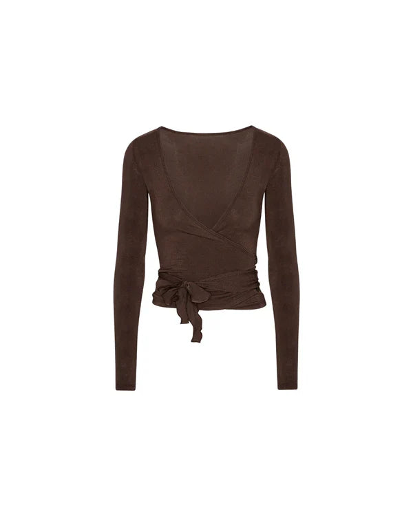 Wikkelblouse | Pecan bruin - Fashion Lab
