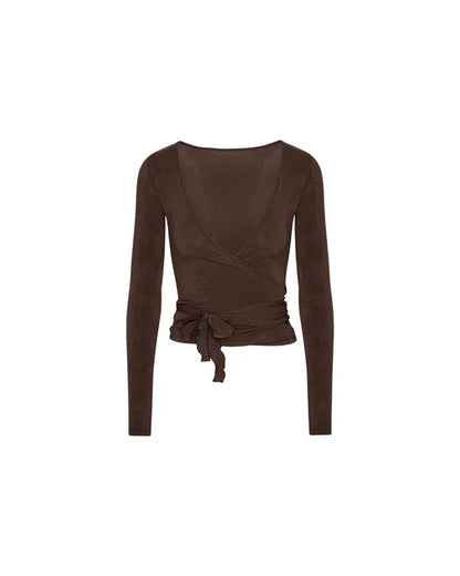 Wikkelblouse | Pecan bruin - Fashion Lab