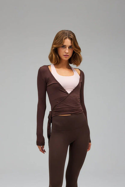 Wikkelblouse | Pecan bruin - Fashion Lab