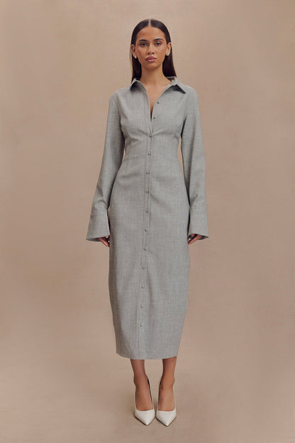 Jurk voor dames – Nisa | Getailleerde Shirt Midi Jurk