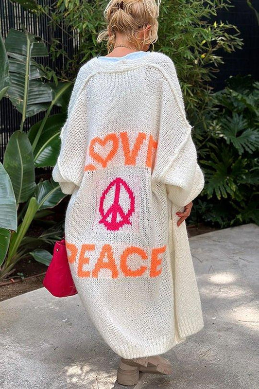 Dunya | Vintage Oversized Love En Peace Cardigan - Fashion Lab