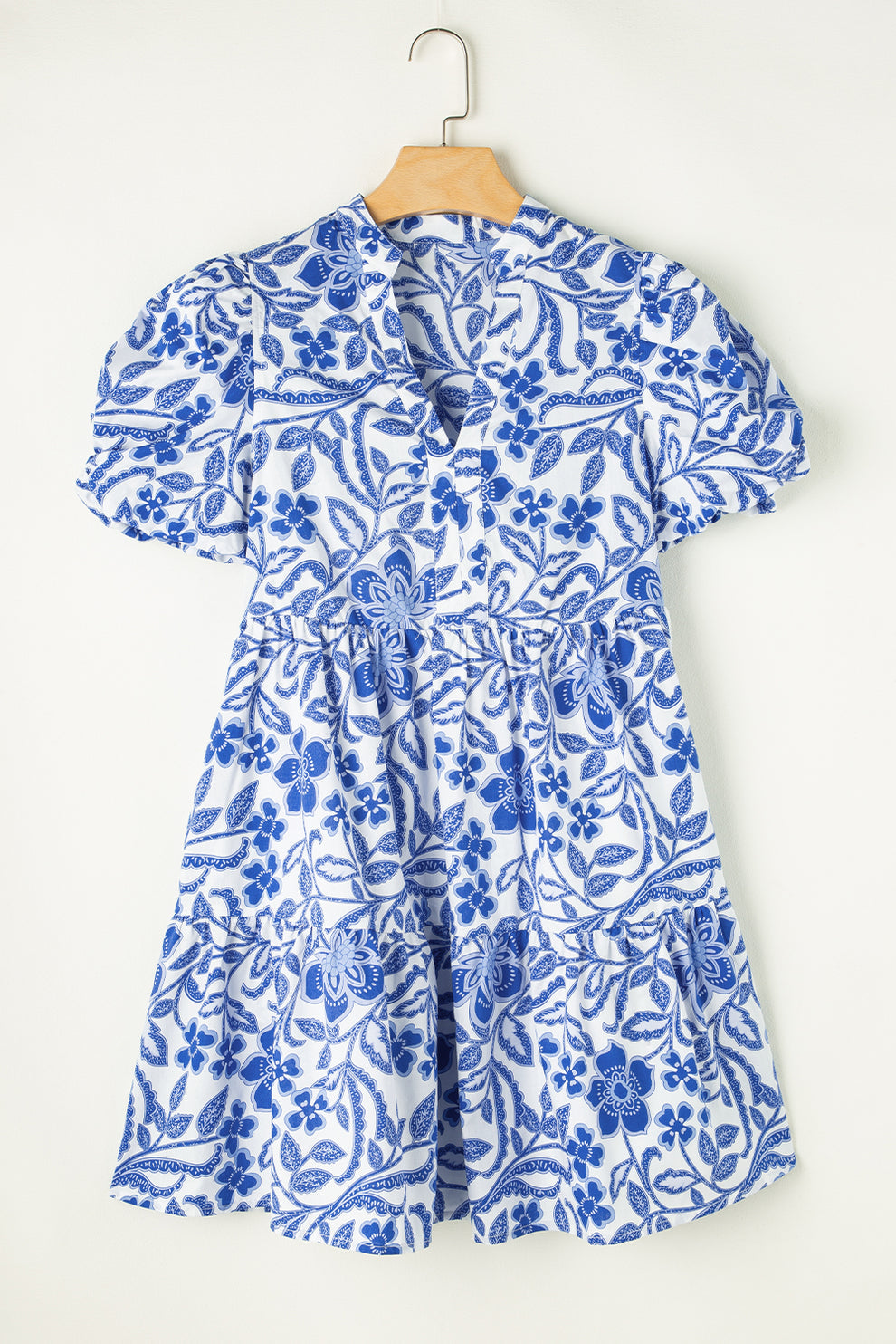 Paige | Blauwe Bloemenprint Jurk - Fashion Lab