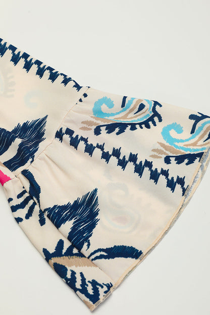 Pandora | Tribal Print Armband Mouw Knoop Mini Jurk - Fashion Lab