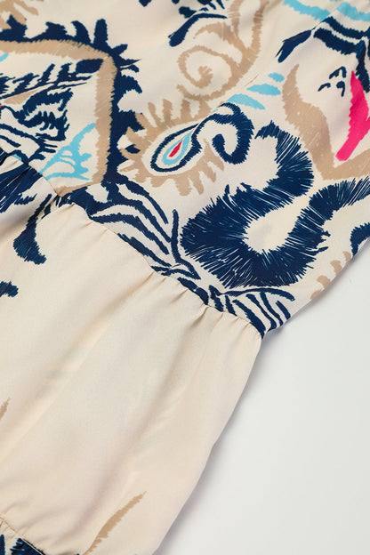 Pandora | Tribal Print Armband Mouw Knoop Mini Jurk - Fashion Lab