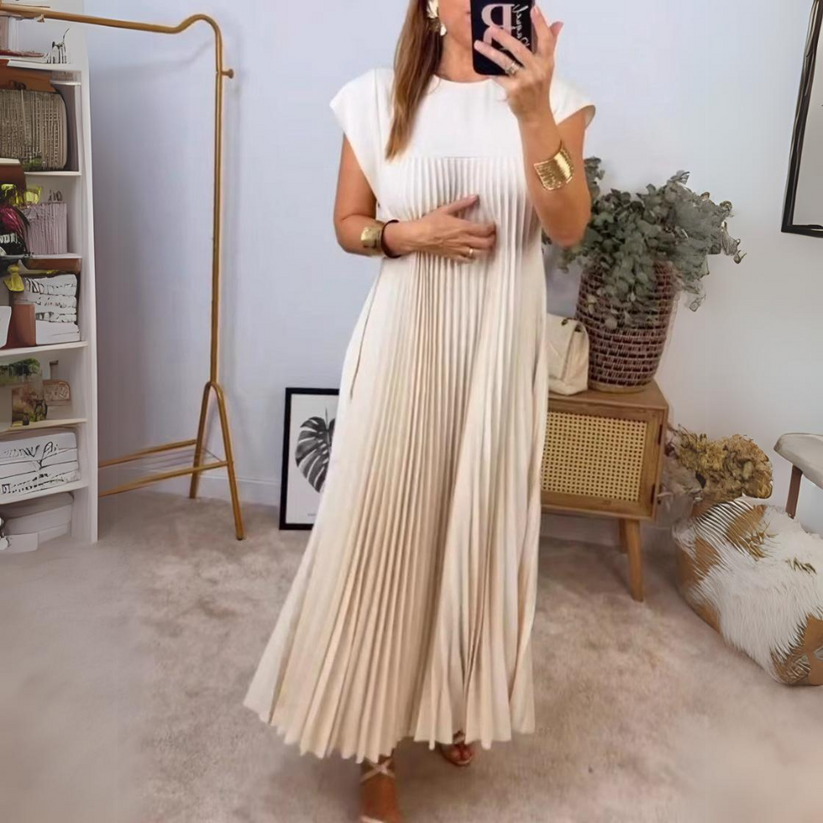 Philomena | Lange Geplooide Jurk - Fashion Lab