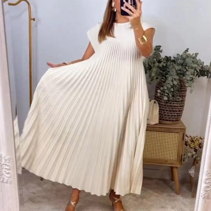 Philomena | Lange Geplooide Jurk - Fashion Lab