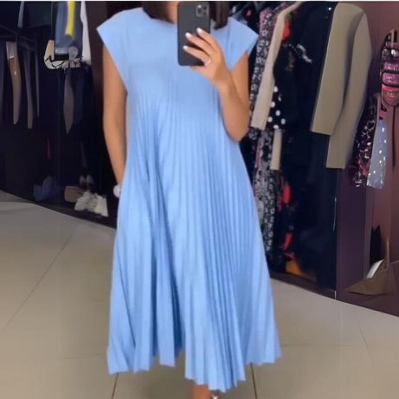 Philomena | Lange Geplooide Jurk - Fashion Lab
