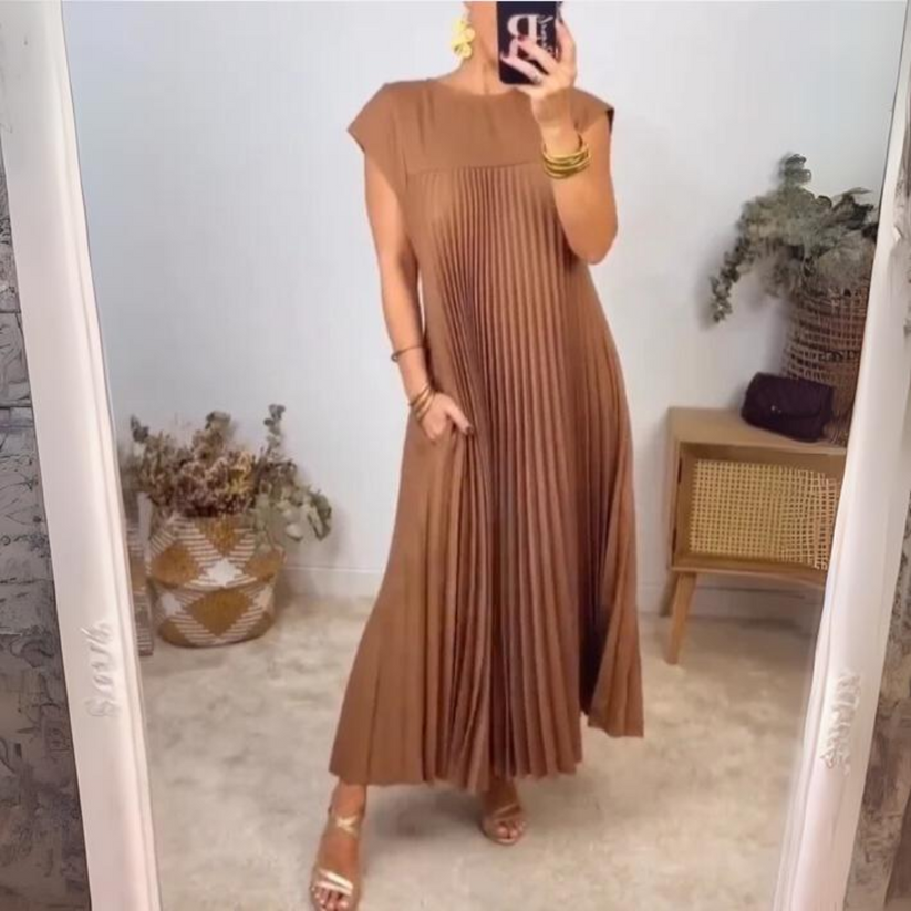 Philomena | Lange Geplooide Jurk - Fashion Lab