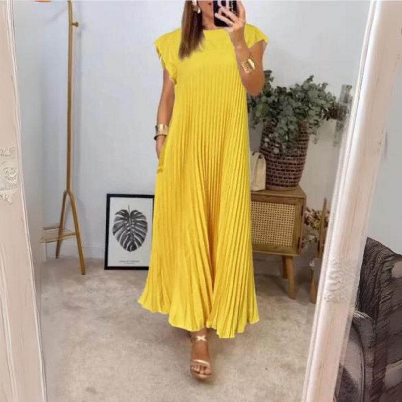 Philomena | Lange Geplooide Jurk - Fashion Lab