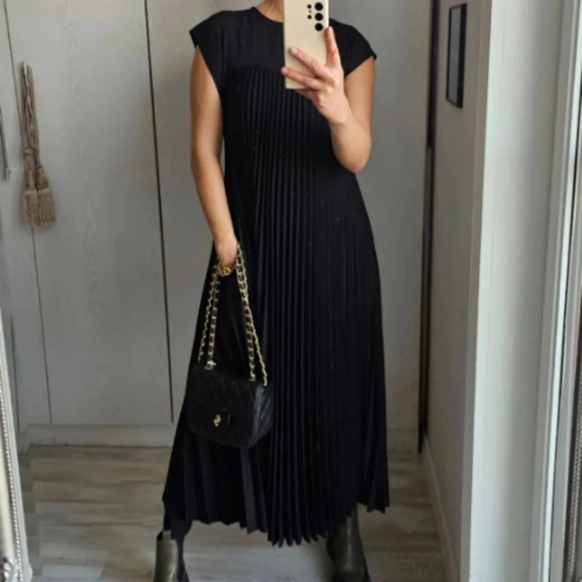 Philomena | Lange Geplooide Jurk - Fashion Lab