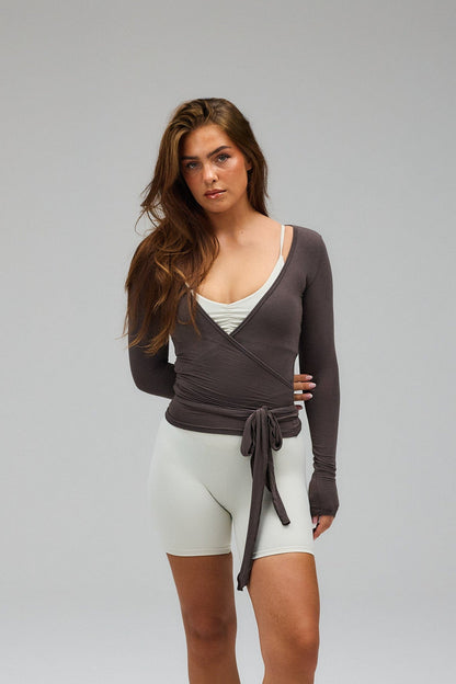 blouse voor dames – Wikkelblouse | Grijs