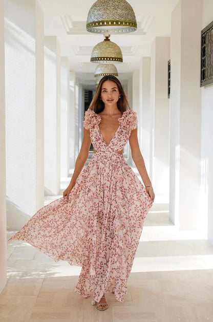 Kayleigh | Floral Ruffle Maxi Jurk - Fashion Lab