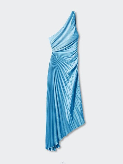 Jurk voor dames – Riza | Geplooide Maxi Jurk Met Één Schouder