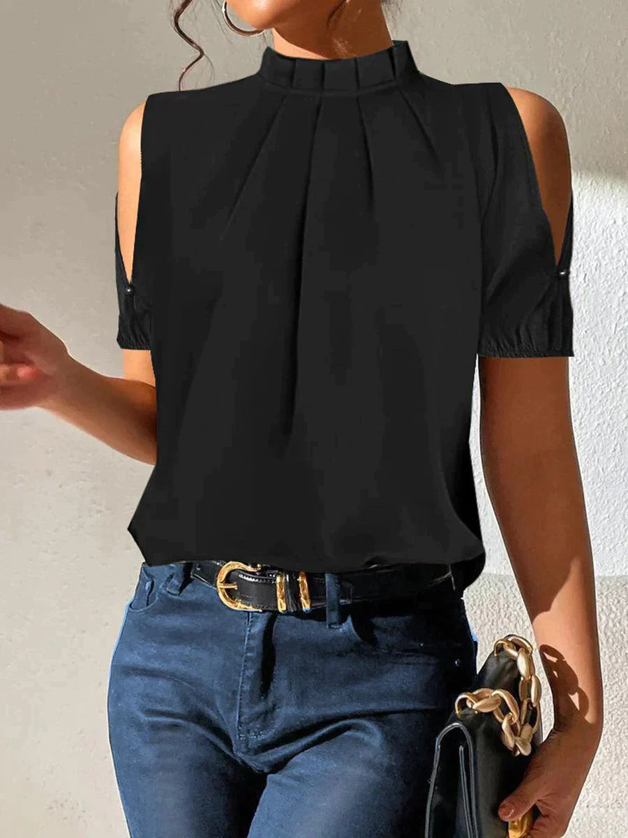 Shira | Off-the-shoulder top met geplooide kraag - Fashion Lab