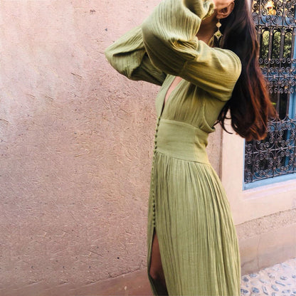 Jurk voor dames – Sierra | Lange Boho V-hals Maxi Jurk
