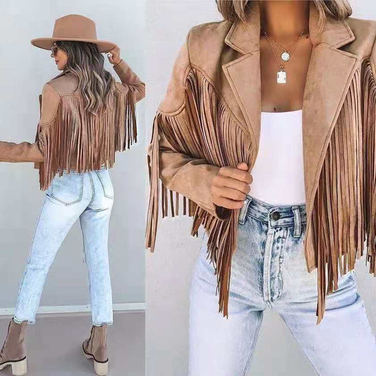 Jas voor dames – Suede | jasje met franjes