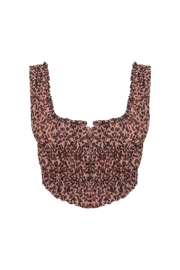 Anna | Leopard Ruches Top - Fashion Lab