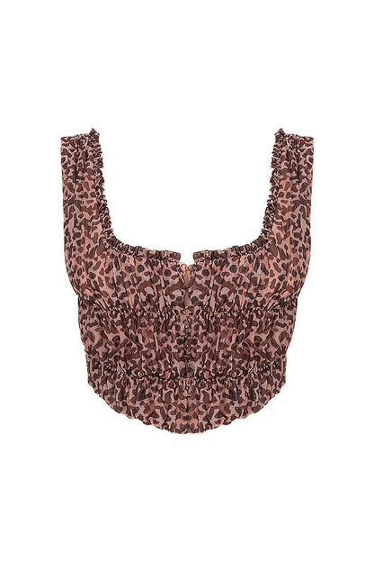 Anna | Leopard Ruches Top - Fashion Lab