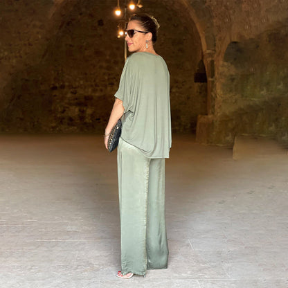 Set voor dames – Tyrell | Elegante Oversized Tweedelige Set Met V-Hals